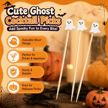 Halloween Ghost Cocktail Picks Set of 100 Food & Drink Decorations