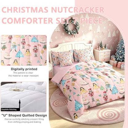 Christmas Nutcracker Bed in a Bag Queen Size Cartoon Mouse Soldier Princess Bedding Set with Sheets 7 Pieces - Variation of THIS listing