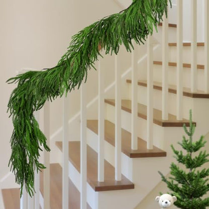 2 Pack 6 Ft Artificial Norfolk Pine Garland - Realistic Christmas Greenery, Holiday Decor, Style A