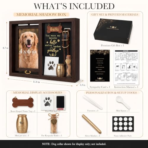 Brown Dog Memorial Shadow Box Gifts for Loss of Pet - Sympathy Keepsake