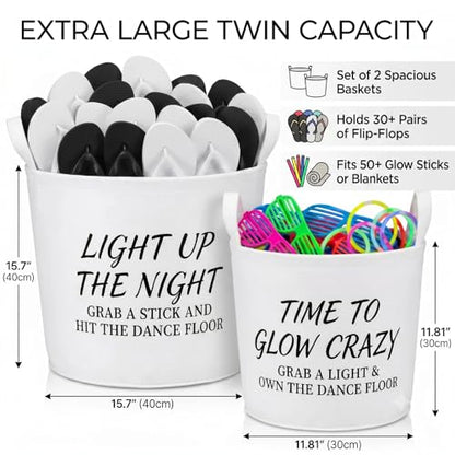 15.7 Inch & 11.8 Inch Felt Party Baskets - Thickened, Freestanding with Slogans - 2-Pack