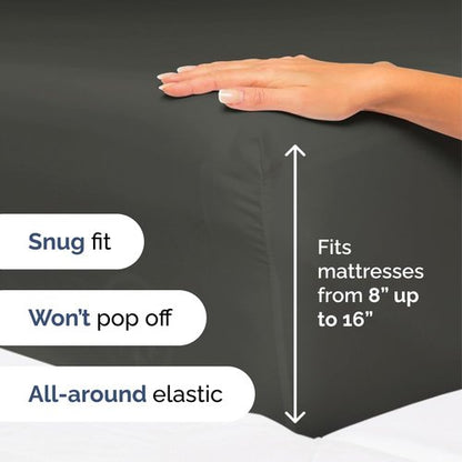 Comfy 4-Piece Sheet Set by [Brand Name] - Breathable & Cooling Luxury Bedding - Deep Pockets, Ultra-Soft, Wrinkle-Free - Charcoal