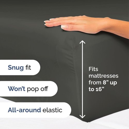 King Size 4 Piece Sheet Set | Ultra-Soft & Cooling Bed Sheets - Hotel Luxury Bedding - Deep Pockets - Charcoal