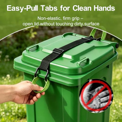 Heavy Duty Raccoon-Proof Trash Can Lock Strap - Universal Fit 28-96 Gallon
