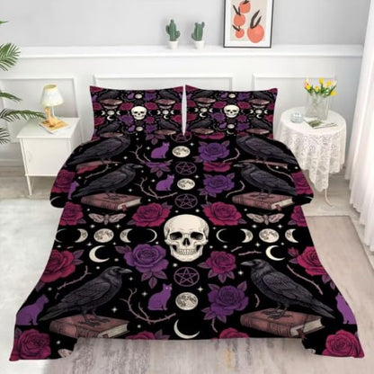 Gothic Queen Comforter Set for Kids Boys Girls Bedroom Decor - 3 Piece