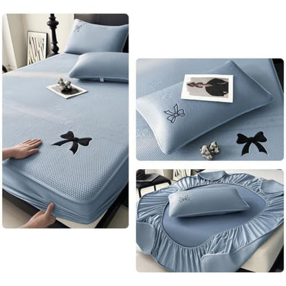 Cooling Mattress Protector Queen Blue 90x190cm Fitted Sheet Bed Cover