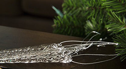 Icicle Christmas Ornaments Set of 24 - Clear Glass, 3.5-5.5 Inch, Variation 1