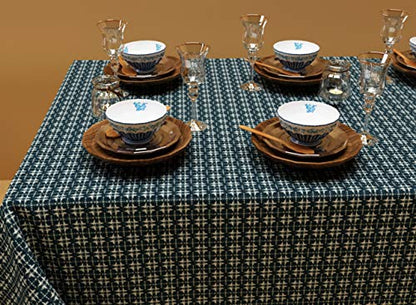 Navy Deep Woven Cotton Table Cloth 60x84 Inches - Formal & Casual Dining