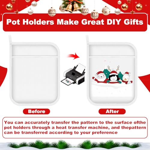 Christmas Sublimation Pot Holder Set with Pockets & Markers - Bulk 24 Pack