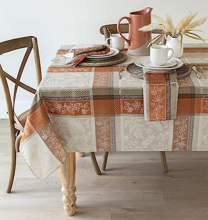 Benson Mills Heirloom Harvest Tablecloth - Terracotta 60x84 Inch Rectangular, Autumn Foliage Design
