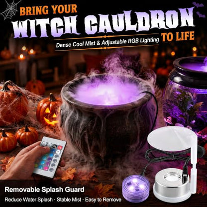 Halloween Ultrasonic Mist Maker Kit with RGB LED Light - Adjustable Splash Guard