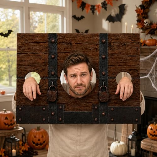 Brown Medieval Stockade Photo Prop Halloween Renaissance Backdrop