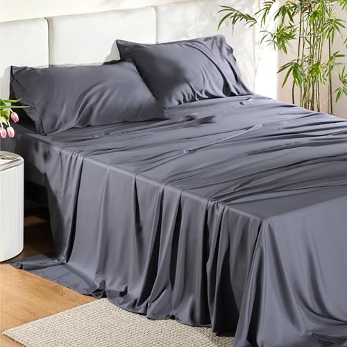 Bamboo Rayon Bed Sheet Set with Comforter Cal King - Soft, Durable & Easy Care