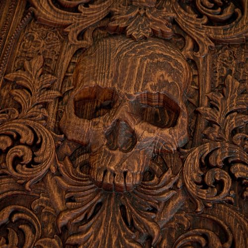Handmade Wooden Skull Wall Decor for Halloween & Christmas - 11.8"L x 9.4"W