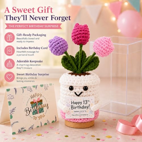 13th Birthday Gift for Girls Boys Handmade Crochet Flower Doll - Keepsake