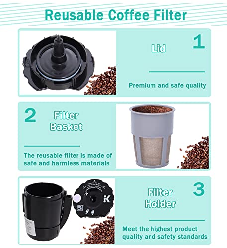 Reusable Coffee Filter Compatible with Keurigg 𝑲𝒆𝒖𝒓𝒊𝒈 My K Cup 2.0 K300 K250 K350 K375 K400 K450 Coffee Makers with Extra Filter Pod Cleaning Brush