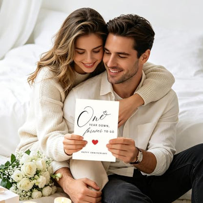 First Anniversary Card for Couples - One Year Celebration Gift Mu-392