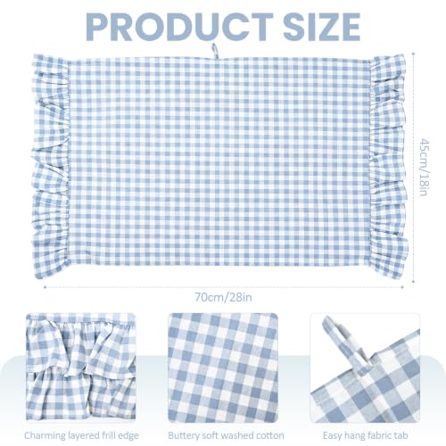 Gingham Kitchen Towels 2-Pack Cotton Ruffled Dish Towels 18x28 Inches - Blue