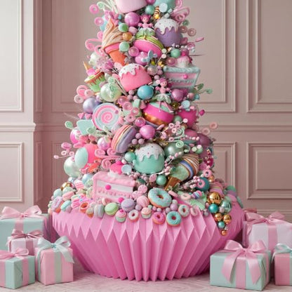 Pink Candyland Christmas Tree Collar - Honeycomb Cupcake Shape