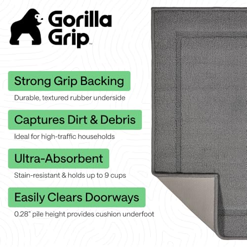 Indoor Door Mat 35x22 Gray with Rubber Backing - Heavy Duty Entry Rug