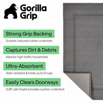 Indoor Door Mat 35x22 Gray with Rubber Backing - Heavy Duty Entry Rug
