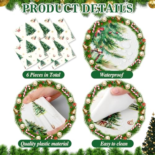 Christmas Table Runner Green Xmas Tree Design 14x108 Inch Disposable Holiday Decor - Set of 6