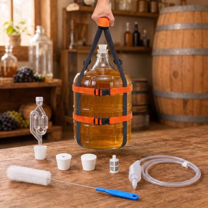 5 Gallon Carboy Fermentation Kit with Carrier, Brush, Airlock, Siphon & Stoppers