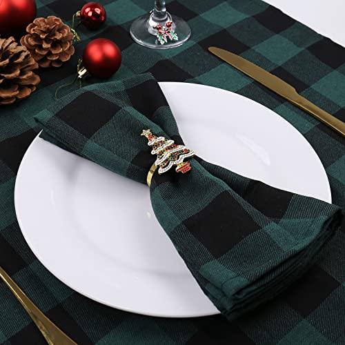 Christmas Tree Napkin Rings Set of 6 - Festive Gold Holiday Table Decor - Xmas Variation