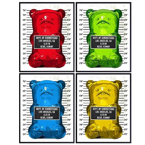 Pop Art Gummy Bear Mugshot 11x14 - Unique Funny Contemporary Aesthetic Print Wall Decoration - Preppy Room Decor - Trendy Home Decor - Cool Gift for Modern Art Fans - Original Poster Picture Print