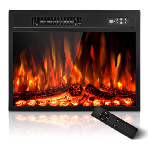 New 23 Inch Electric Fireplace Insert with Remote Control - Realistic Flame Effect