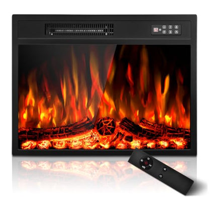 New 23 Inch Electric Fireplace Insert with Remote Control - Realistic Flame Effect