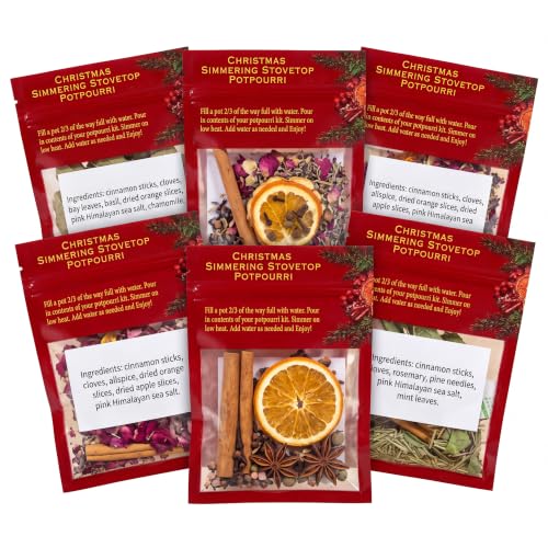 Simmer Pot Mix Set of 6 Holiday Scents - Seasonal Potpourri for Christmas & Winter