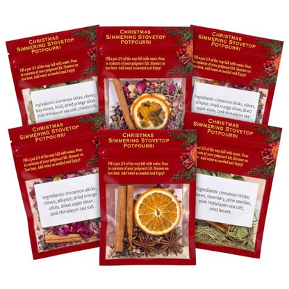 Simmer Pot Mix Set of 6 Holiday Scents - Seasonal Potpourri for Christmas & Winter