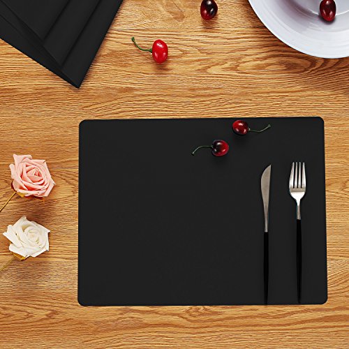 Wellhouse Soft Silicone Waterproof Baking Mat Non Stick Placemat Insulation Hot Tablemat for Baby/Kid/Children Pack of 4 (15.75 by 11.81 Inch, Black)