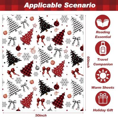 FuWeave Christmas Flannel Throw Blanket 50 x 60 Inches Buffalo Plaid