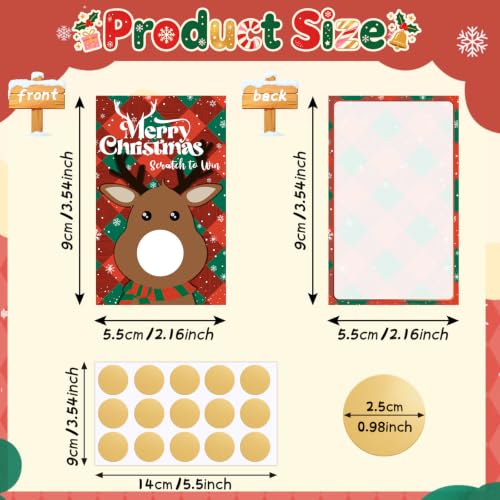 Christmas Reindeer Scratch Off Cards - Merry Christmas & Scratch to Win - 120PCS - Elk Style