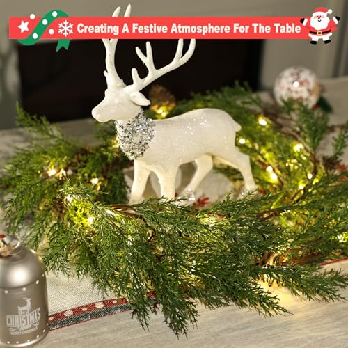 Green Christmas Cedar Garland 6 Ft Prelit with Pinecones & Lights