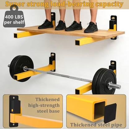 Heavy Duty Wall Mount Lumber Storage Rack with Adjustable Shelves - 8