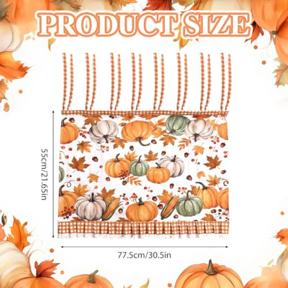 Thanksgiving Fall Oven Skirt Curtain with Pockets - Pumpkin Maple Leaf Variation