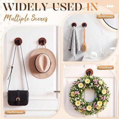 LEIFIDE Christmas Wreath Hangers Set - Brown Suction Cup Hooks, 1.97 Inch