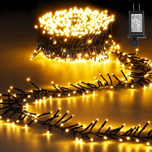 Outdoor Waterproof Christmas Tree Lights 2000 LEDs 66FT Warm White - Twinkle & Firecracker Effect, 8 Modes