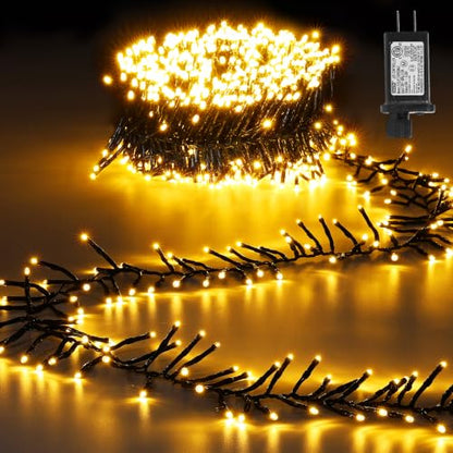 Outdoor Waterproof Christmas Tree Lights 2000 LEDs 66FT Warm White - Twinkle & Firecracker Effect, 8 Modes