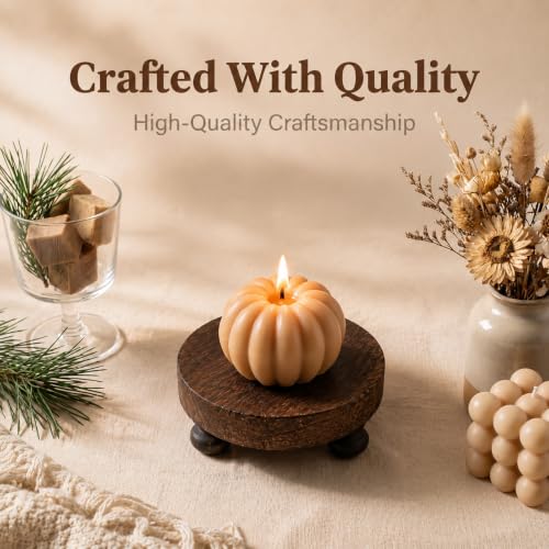 Wood Riser for Display Stand - Round Elevated Wooden Platform, Brown