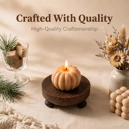 Wood Riser for Display Stand - Round Elevated Wooden Platform, Brown