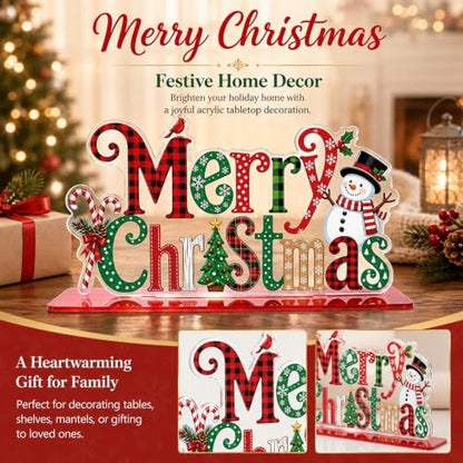 Christmas Acrylic Table Sign Indoor Holiday Decor Snowman