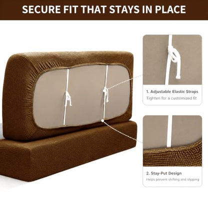 RV Couch Cover for Jackknife Sofa Bed 2-Piece Stretch Slipcover with Adjustable Straps