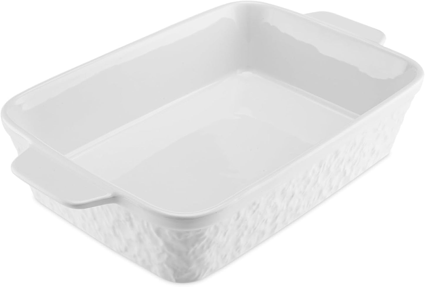Regine Switzerland 9x13 Baking Pan - Durable Ceramic Casserole Dish with Handles | Oven Safe, 4.4QT, Soft White