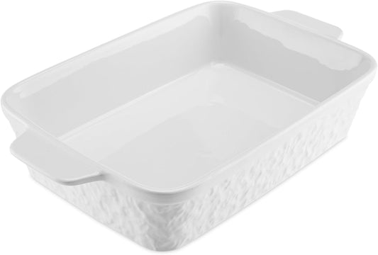 Regine Switzerland 9x13 Baking Pan - Durable Ceramic Casserole Dish with Handles | Oven Safe, 4.4QT, Soft White