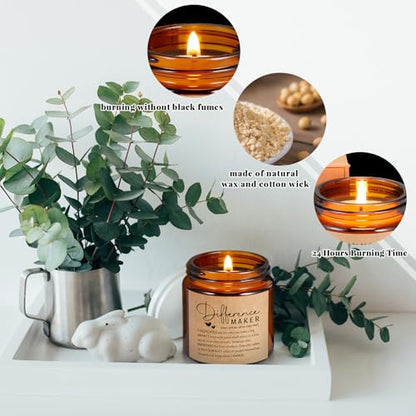 Employee Appreciation Candles Set - 10 Scented Soy Candles with Inspirational Quotes, Amber / Difference