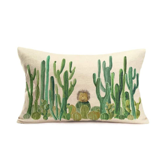 Doitely Cactus Pillow Covers Cotton Linen Throw Pillow Case Tropical Succulent Green Plant Lumbar Pillow Case Cushion Case Home Sofa Decorative Rectangle 12 X 20 Inches